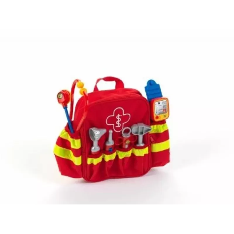 Theo Klein 4314 Emergency Rescue Backpack I with Stethoscope, Syringe and Much More I Electronic Blood Pressure Monitor with Sound I Toy for Children