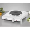 Rommelsbacher THL 1097 Single Cast Iron Tabletop Hot Plate – 1000 W, White Enamelled Steel, Stepless Temperature Control