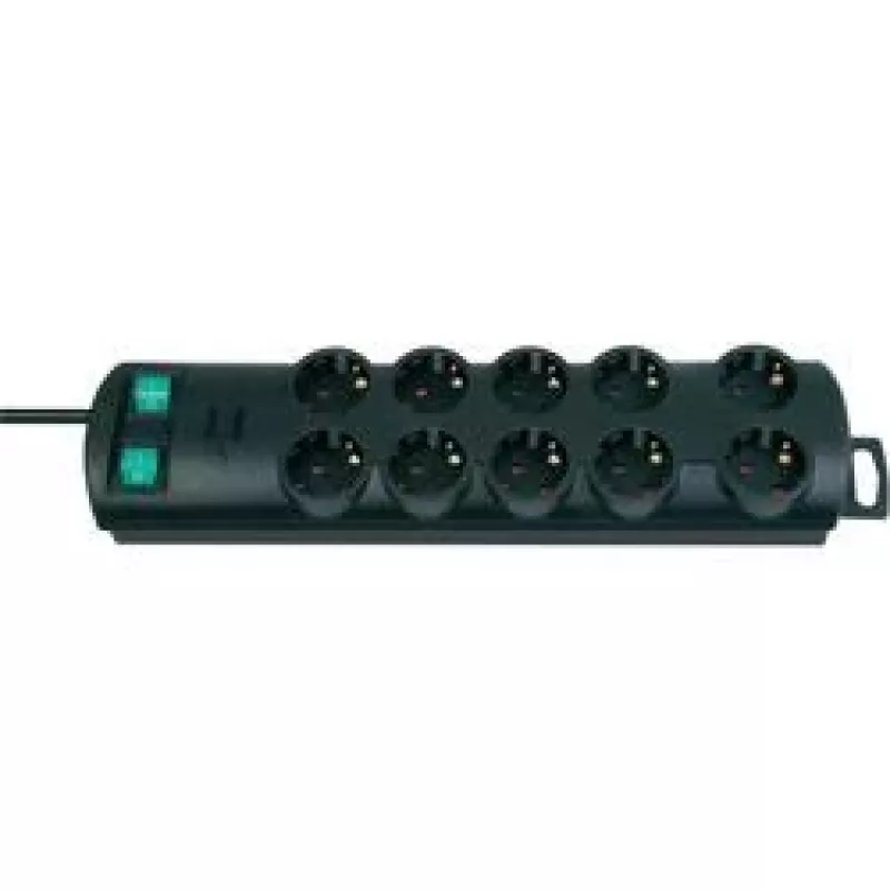 Brennenstuhl Primera-Line 10-way black 2m Power Strip 1153300120, black, H05VV-F 3G1,5 supply cable 2,0 m
