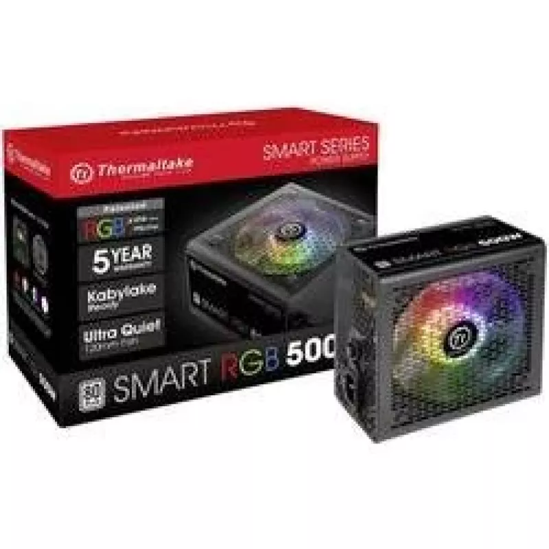 Thermaltake SMART RGB PS-SPR-0500NHSAWE-1 - Power Supply (Internal) - ATX12V 2.3 - 80 PLUS - AC 230 V - 500 Watt - active PFC - Black