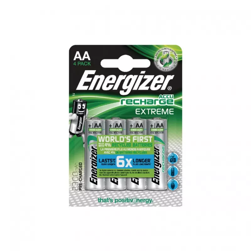 Energizer ACCU Recharge Extreme NiMH AA Rechargeable Batteries 2300mAh 4 Pack