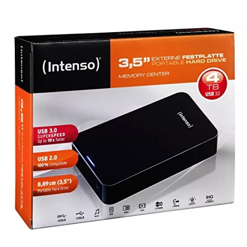 Intenso Memory Center 4TB USB 3.0 3.5-inch External Hard Drive, Black (6031512)
