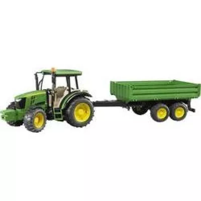 Tractor model BRUDER John Deere 5115 M with tipping trailer
