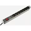 DIGITUS 1U Aluminum PDU with 7 Safety Outlets, 2m Cable, Switch, Surge Protection