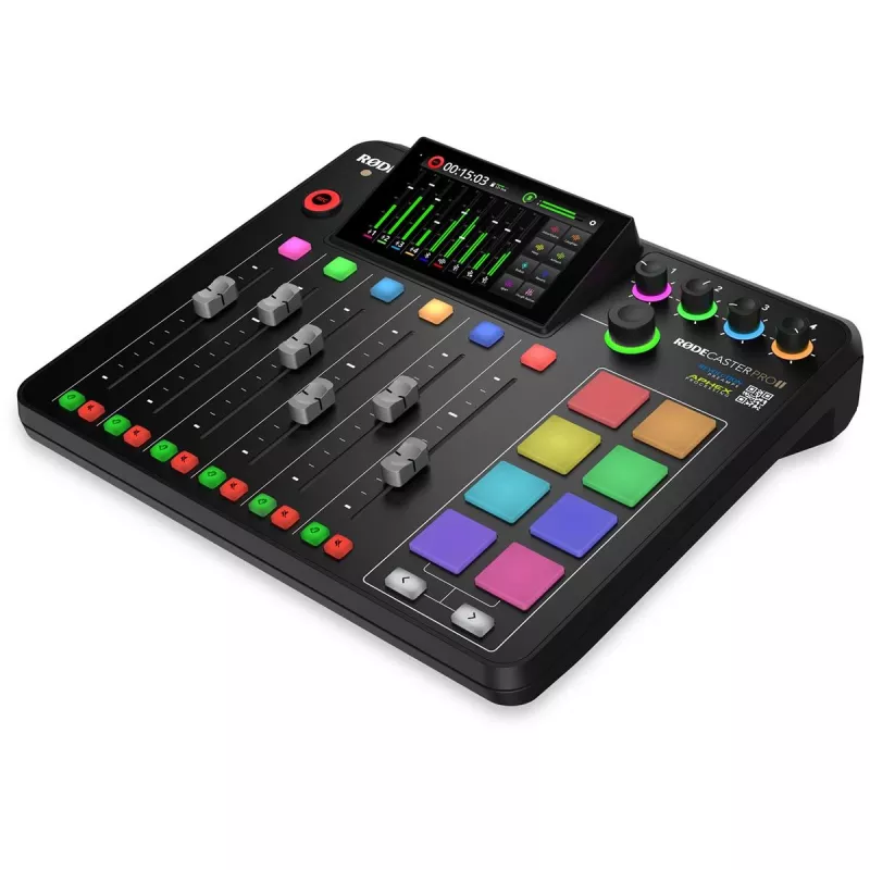 Studio controller RØDE Caster Pro II Black — 4 XLR/TRS combo, 4 headphone outputs, 8 pads, touchscreen, Wi‑Fi, Bluetooth, USB‑C