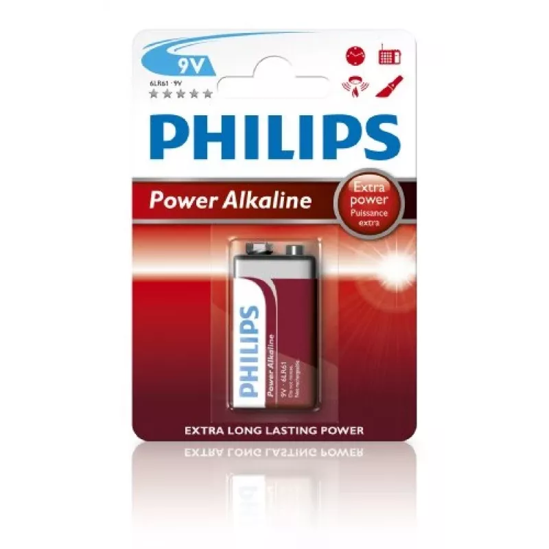 Single-use battery Philips Power Alkaline Battery 6LR61P1B/10