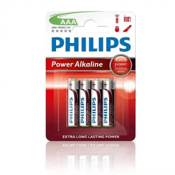 Philips Power Alkaline AAA Batteries, 4 Pack