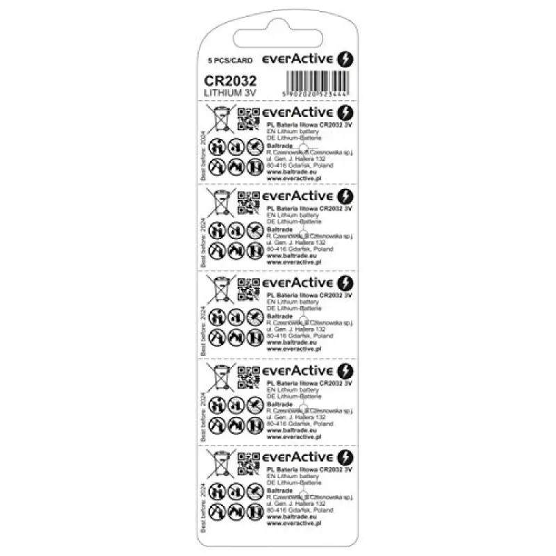 Lithium batteries everActive CR2032 - blister 5 pcs