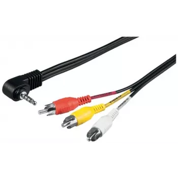 Wentronic Goobay 3,5mm-jack-/RCA-Adapter Cable, 1.5 m - jack 3,5 mm-Plug (4-Pin, Stereo) 90° > 3x RCA-Plug (50209)