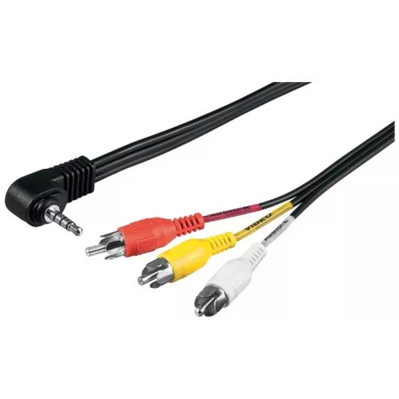 Wentronic Goobay 3,5mm-jack-/RCA-Adapter Cable, 1.5 m - jack 3,5 mm-Plug (4-Pin, Stereo) 90° > 3x RCA-Plug (50209)