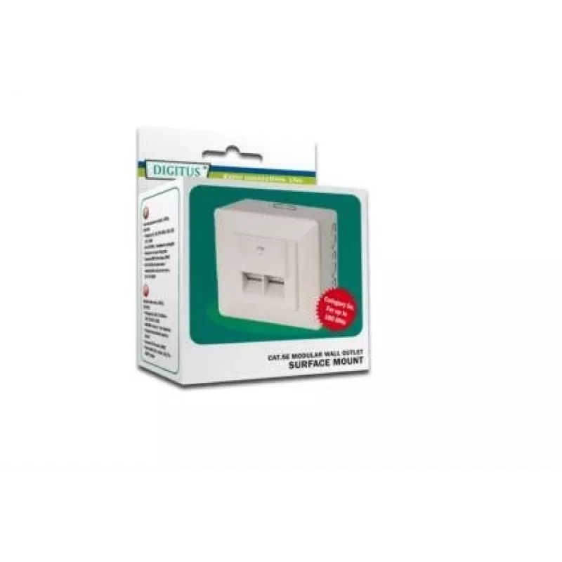 Digitus CAT 5e. Class D. Wall Outlet. Shielded. Surface Mount
