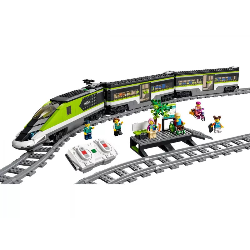 LEGO 60337 City Express Passenger Train Set Remote Controlled Toy Gifts for Kids Boys & Girls with Working Headlights 2 Coaches and 24 Track Piece