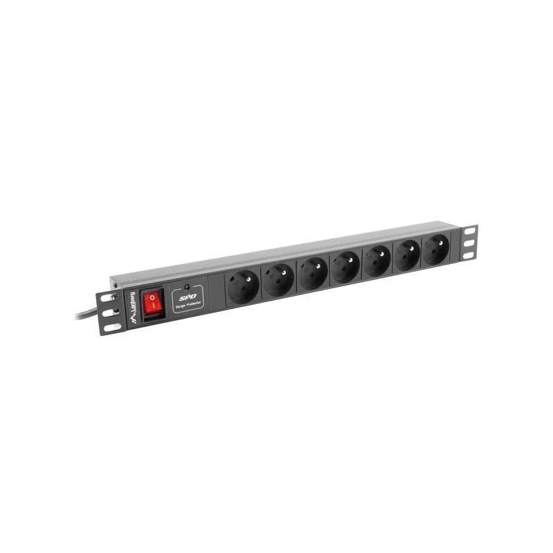 LANBERG PDU-07E-0200-IEC-BK PDU 1U 10A 7 sockets French 2m Black