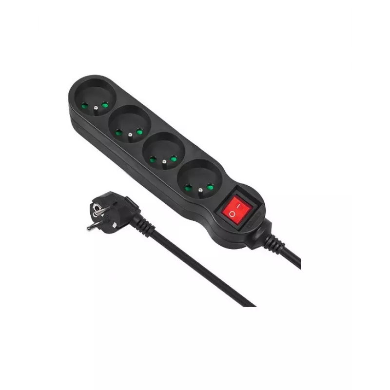 Maclean MCE180 power strip 1,4 M 4 indoor AC outlets Black