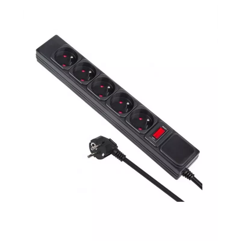 Power Extension Maclean MCE219 1.5m 5 AC Outlets Indoor Black