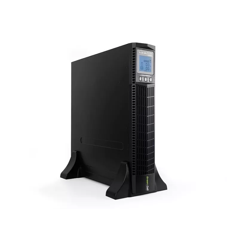 Uninterruptible Power Supply Green Cell UPS13 — Online double-conversion UPS, 1000 VA / 900 W, pure sine, 6 AC outlets, LCD, 2×12V 9Ah batteries