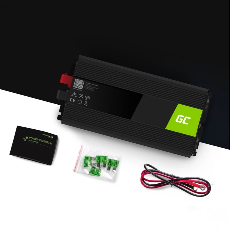 Power inverter Green Cell INV12 3000 W 12 V to 230 V, 50 Hz, 1 USB, active cooling, black