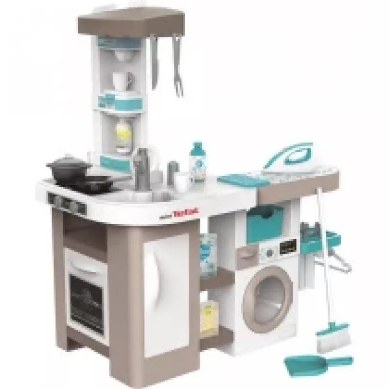 Smoby 311050 toy kitchen with laundry area and accessories