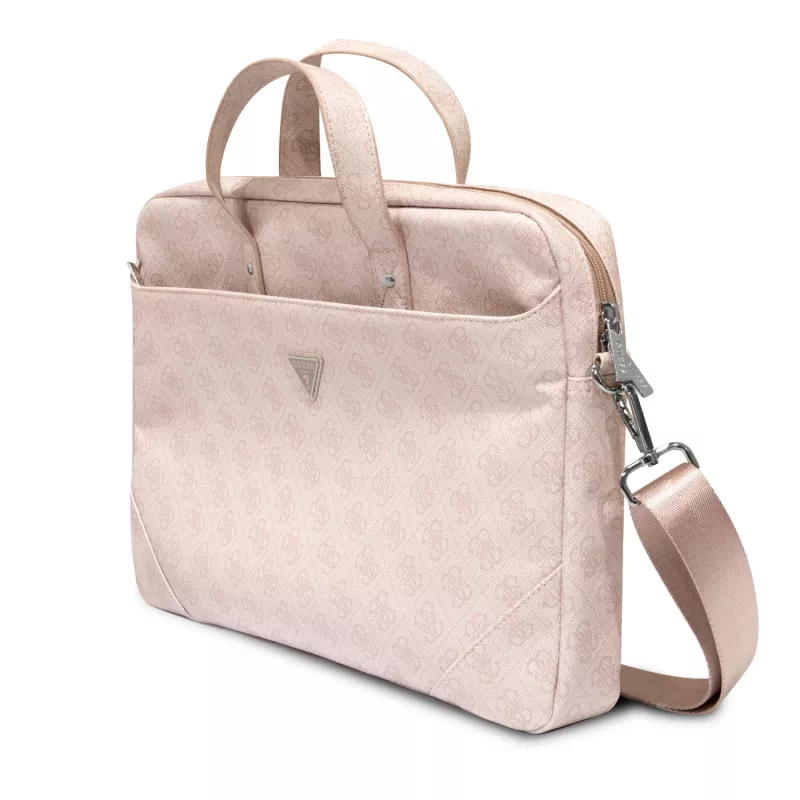 Guess 4G Triangle Logo Laptop Bag 16 Rose Pink Saffiano - GUCB15P4TP