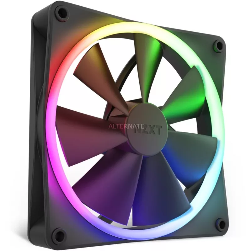 Case fan NZXT F140 RGB 14 cm Black, 500–1800 RPM, Fluid Dynamic Bearing, 4-pin, 18 LEDs