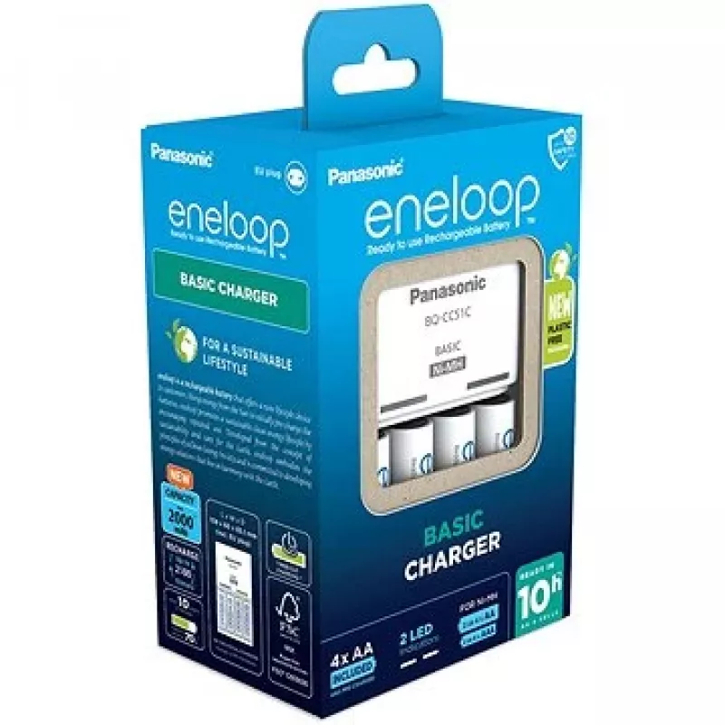 Battery charger PANASONIC Eneloop Basic BQ-CC51 + 4x AA 2000 mAh (K-KJ51MCD40E)