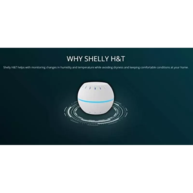 Shelly H&T, Humidity and Temperature Wireless Smart Sensor, Compact, WiFi, Hygrometer Monitor, Home Automation, iOS Android Application – Black