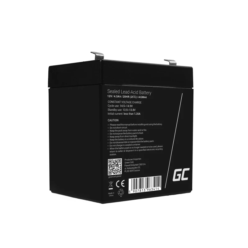 UPS battery Green Cell AGM44 — 12 V 4.5 Ah Sealed Lead Acid (VRLA), 101×70×90 mm, 1.35 kg, black