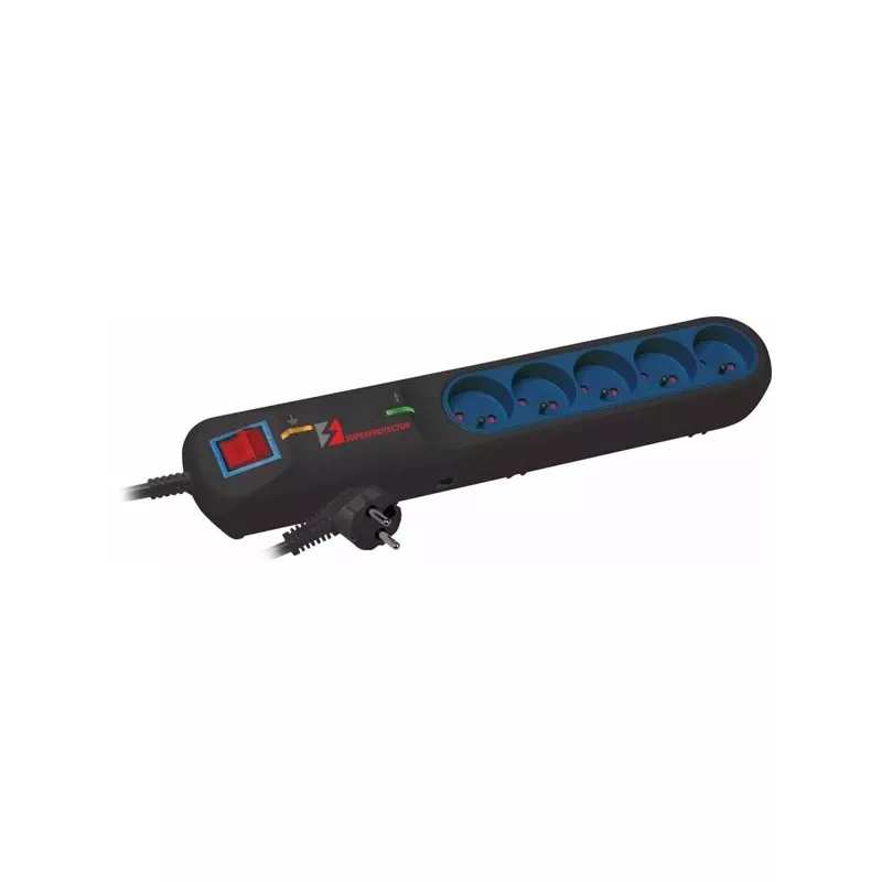 Surge Protector LESTAR 1966003713 Black Blue 5 AC Outlets 5m