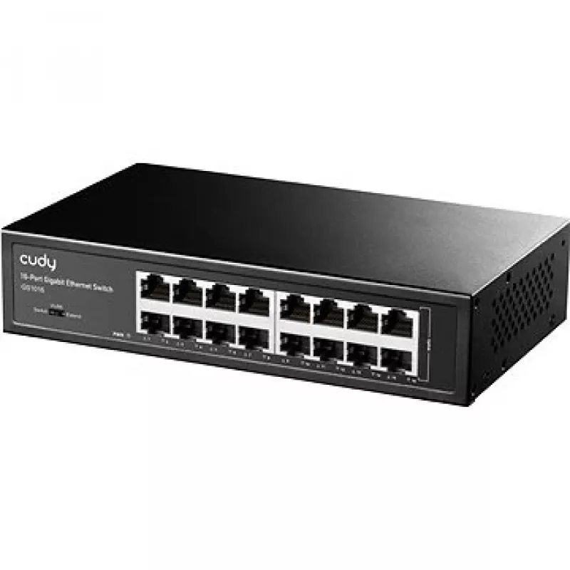 Network switch Cudy GS1016 — 16-port Gigabit Ethernet (10/100/1000), 32 Gbit/s switching, rack-mountable, AC powered