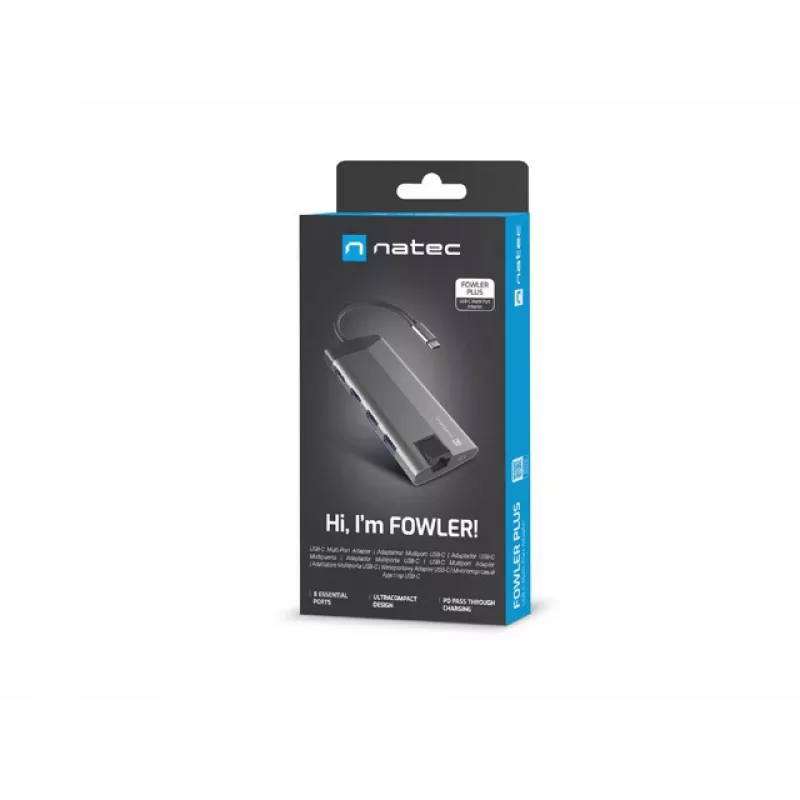 NATEC Fowler Plus USB Type-C Black Grey MicroSD SD Hub