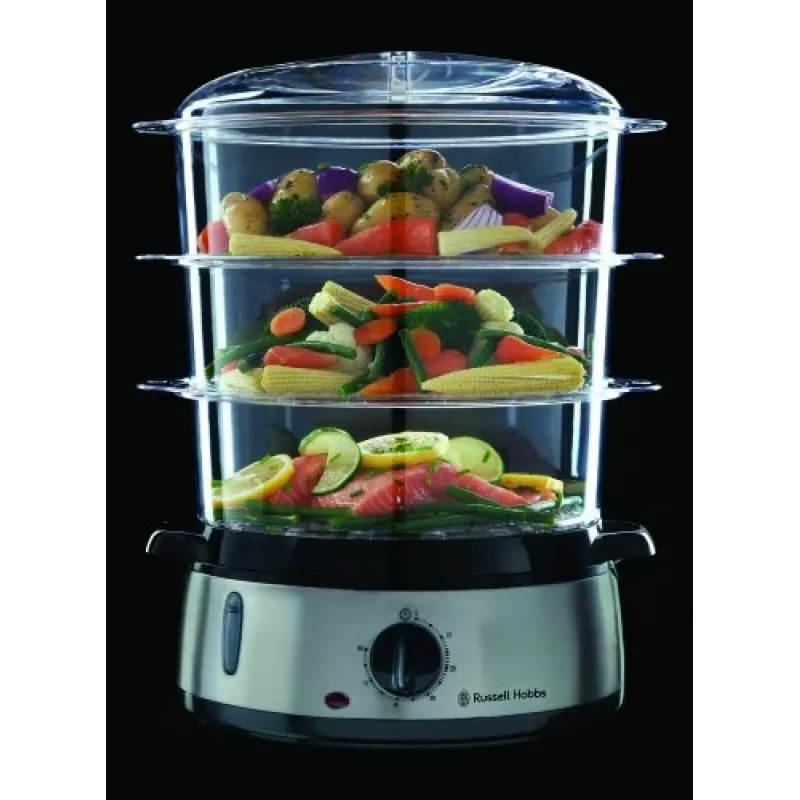 Steam cooker Russell Hobbs 19270-56, 3 baskets, 9 L total, 800 W, stainless steel