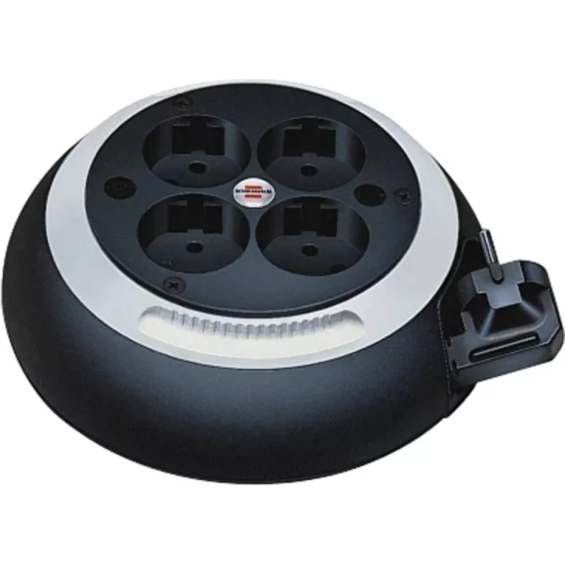 Comfort-Line Mini-cable reel CL-S 4-way (black/White, 3 Meter)