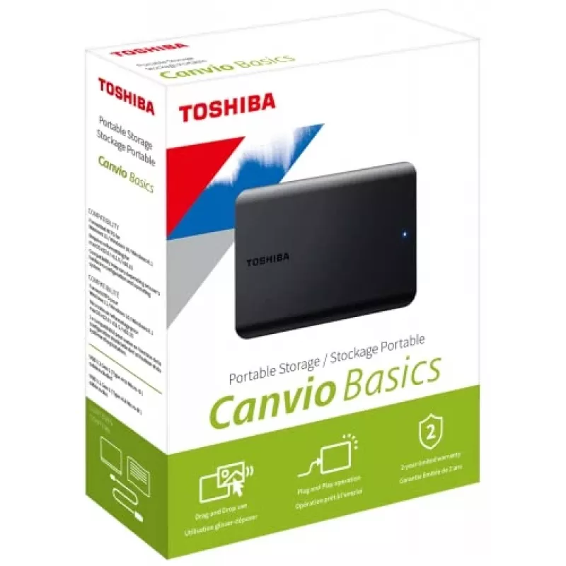 External Hard Drive Toshiba 2TB USB 2.0/3.2 Canvio Basics