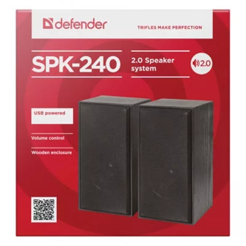 DEFENDER SPK-240 wired desktop speakers, 2.0, 6 W RMS, USB powered, 3.5 mm, black