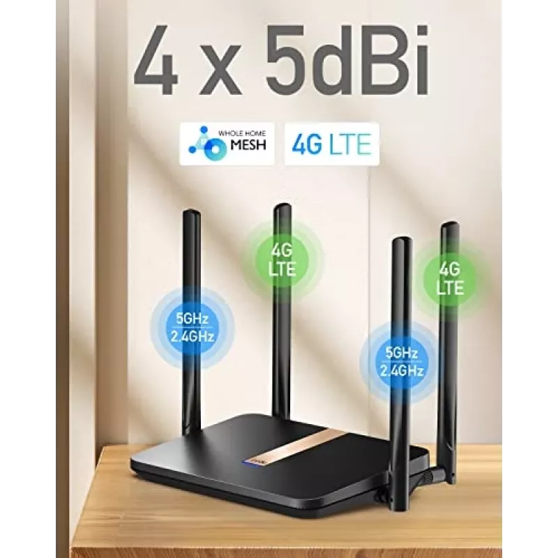 Cudy LT500D wireless router Fast Ethernet Dual-band (2.4 GHz / 5 GHz) 4G Black