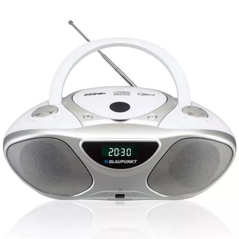 CD recorder BLAUPUNKT BB14WH — CD recorder with MP3 playback, USB, LCD, clock, 2x1 W speakers, silver/white