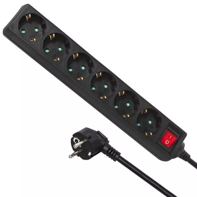 Socket box MACLEAN MCE195G 6-way power strip, 5 m cable, black