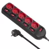 Power extension MACLEAN MCE204 1.5 m cable, 5 AC outlets, indoor, black/red