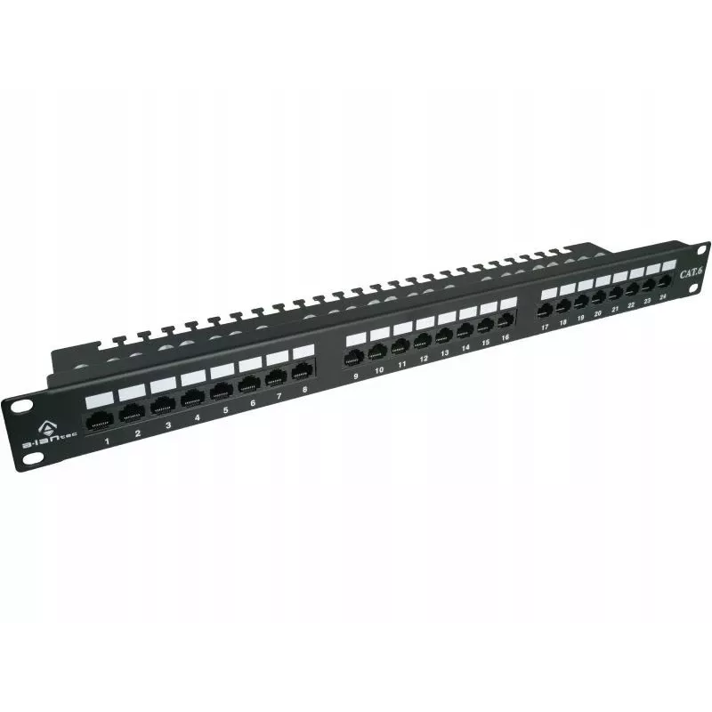 Patch panel Alantec PK001 24-port UTP Cat.6 1U 19 inch – 24x RJ45, U/UTP (UTP), black