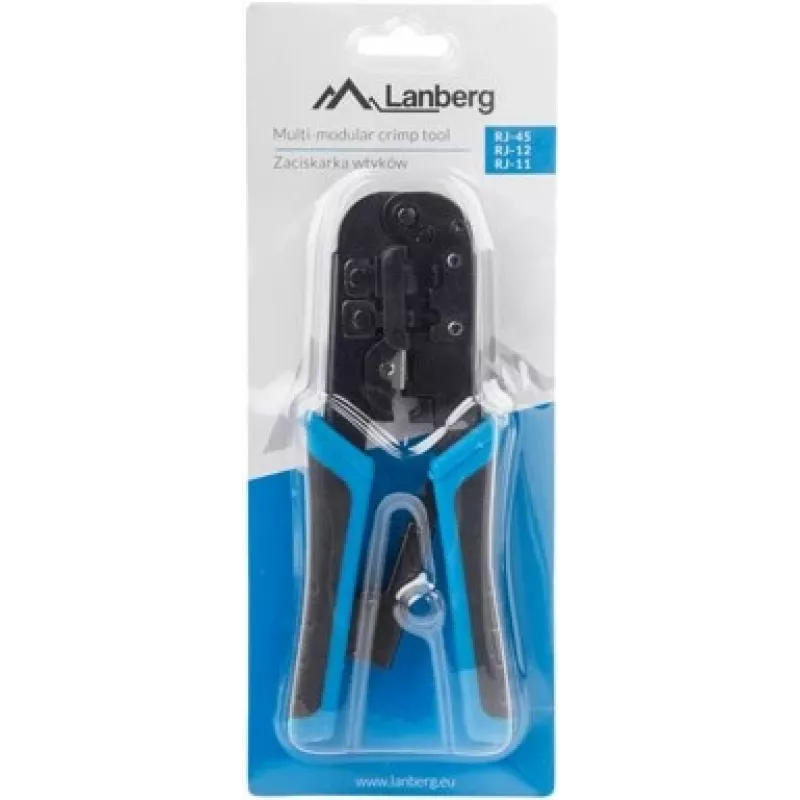 Crimping tool LANBERG NT-0201 for RJ-45 connectors, 180 mm, 315 g, black/blue