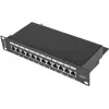 Lanberg PPF6-9012-B 12-Port Cat.6 Shielded Patch Panel, 1U 10-Inch Rackmount, Black