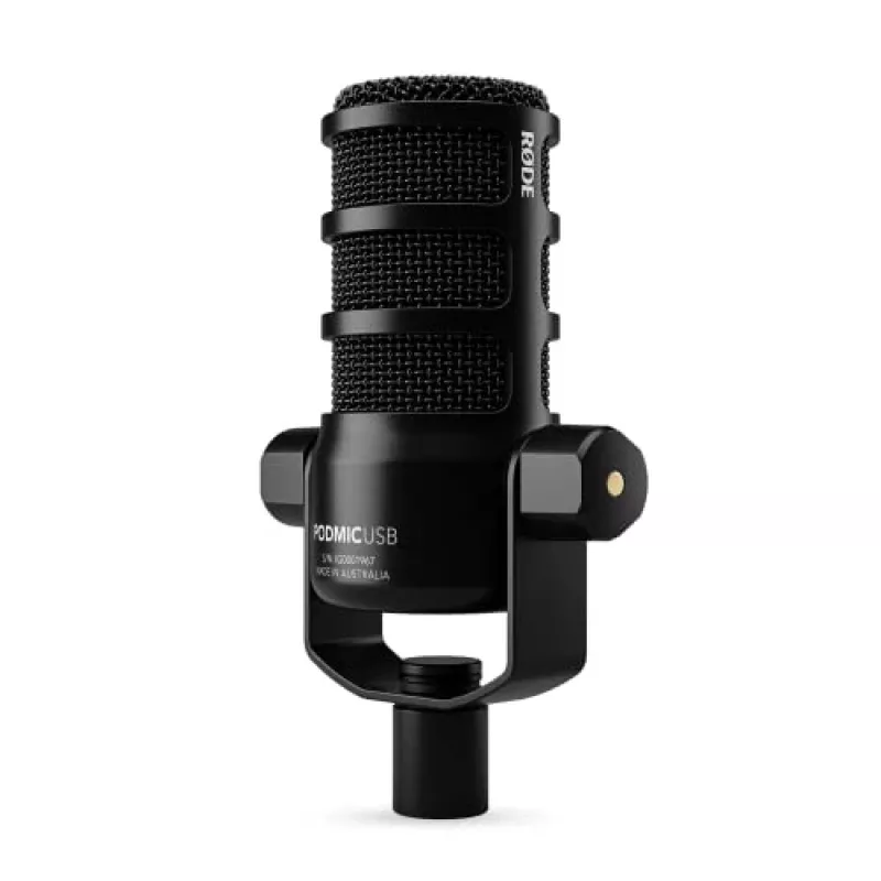 Studio microphone RØDE PodMic USB — cardioid XLR/USB, 24-bit/48 kHz, USB-C, headphone out, rotary volume, black