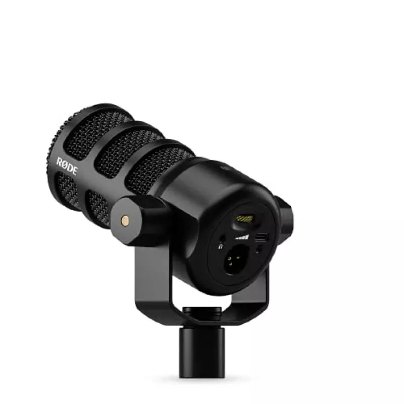 Studio microphone RØDE PodMic USB — cardioid XLR/USB, 24-bit/48 kHz, USB-C, headphone out, rotary volume, black