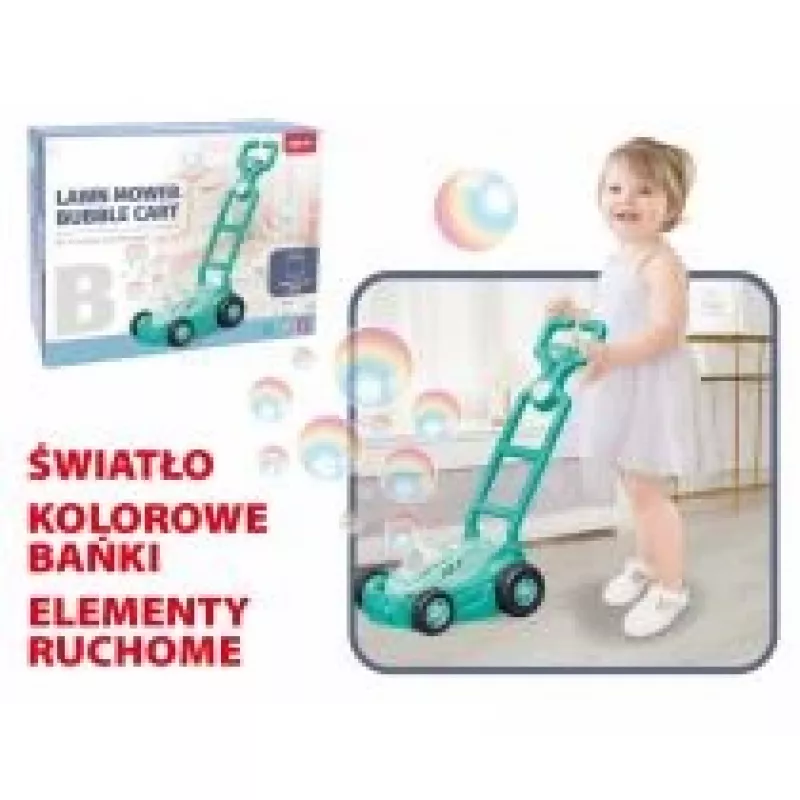 Ride-on bubble mower Madej 007946 blue with bubbles and realistic sound, children's outdoor toy