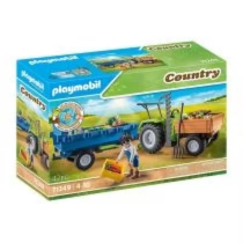Playmobil Harvester Tractor with Trailer - Pretend Play & Imaginative Play for Ages 6 to 9 - Fat Brain Toys