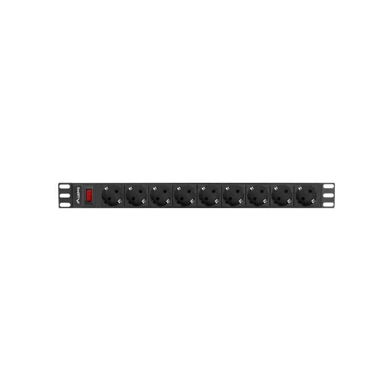 Power Distribution Unit LANBERG PDU-09F-0300-BK — 9x Type F outlets, 3 m cable, aluminium housing, 10 A
