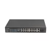 Unmanaged switch LANBERG RSFE-16P-2C-150 — 18-port Gigabit, 16 PoE+/2 SFP, 150 W total, 1U rack, metal, black