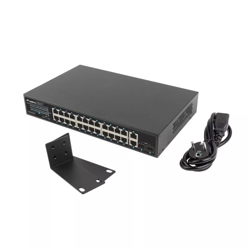 Unmanaged LANBERG switch RSGE-24P-2GE-2S-360 with 24 RJ-45 Ethernet ports