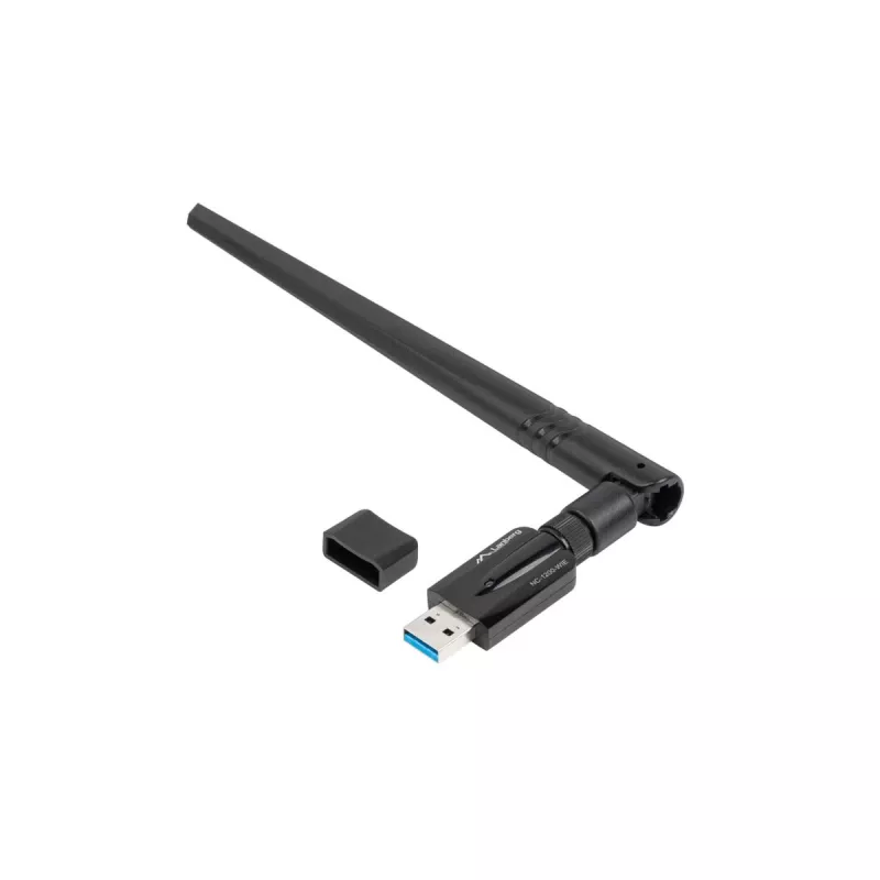 Internal WLAN card LANBERG NC-1200-WIE — Dual-band USB WLAN adapter, RTL8812BU, up to 1200 Mbit/s, external 2x2 antennas (5 dBi), black