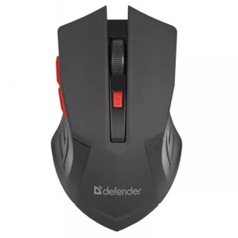 Wireless Optical Mouse DEFENDER ACCURA MM-275 RF, ambidextrous, 1600 DPI, USB RF receiver, 5–6 buttons, black/red